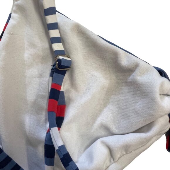 Time Tru L One Piece Swim Suit Red White Blue Patriotic Sailor Cutout Peep Vneck - Picture 8 of 12